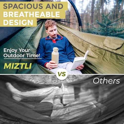 Camping Hammock Portable Tent (Miztli Green Bundle / 106" x 55”)