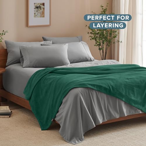 Fleece Blanket Luxury Microplush (Full/Queen / 12 - Forest Green)