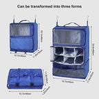 Travel Portable Hanging Shelves Closet Organizer Packing Luggage Storage with Multifunctional and Foldable Invisible Compartment (Blue / XX-Large)