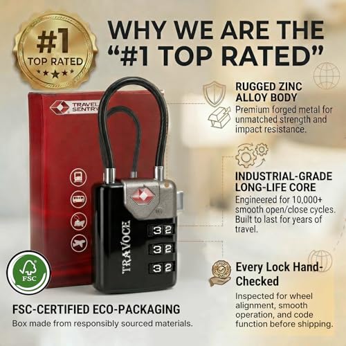 TSA Approved Luggage Locks (1.4*0.72*3.54 in / Black 1 Pack)
