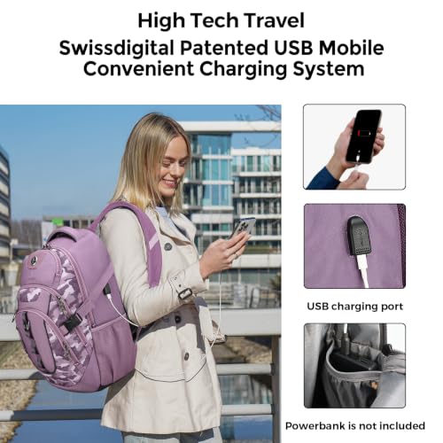 Design Laptop Backpack for Men with USB Charging Port SD803 (Pink Camo / Standard)