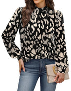 Womens Fall Fashion 2026 Long Sleeve Shirts Tops for Teachers School Outfits for Teachers Early Fall Clothes Fashion Winter Clothing for Women Trendy Ladies Blouses Black Beige Leopard XL (03 - Black Beige Leopard / X-Large)