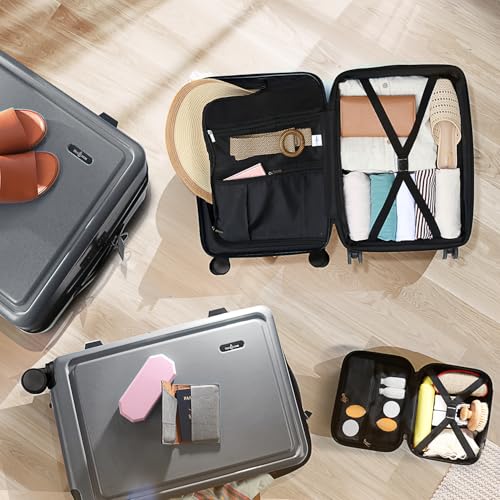 4 Piece Luggage Sets with Spinner Wheels (4 Piece Set (20/24/28) / Grey)