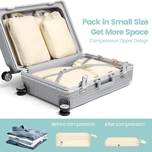 Compression Packing Cubes for Travel (08 Beige / 6-Piece Set)