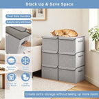 Linen Fabric Foldable Storage Cube Bin Organizer Basket with Flip (Light Gray / Medium - 4 Pack)