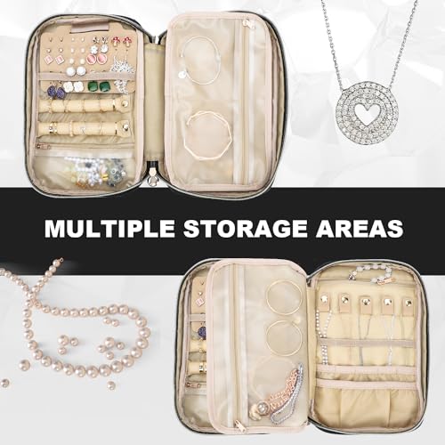 Travel Jewelry Case Organizer for Necklace & Earrings (Black)
