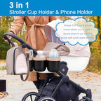 Stroller Cup Holder with Phone Holder (Double Holder-Pink)