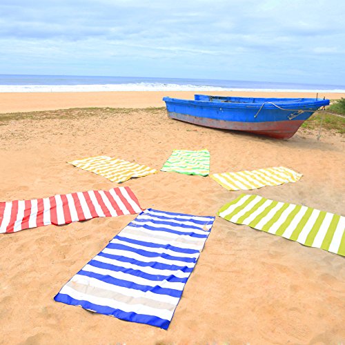 Microfiber Beach Towel Sand (Y-blue Stripes / Large(60x30"))
