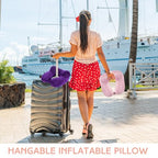 2 Pack Inflatable Travel Neck Pillow Airplane (Light Pink, Violet)