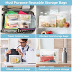 4 Pack Leakproof Clear Toiletry bags (2 Large 2 Medium / White)