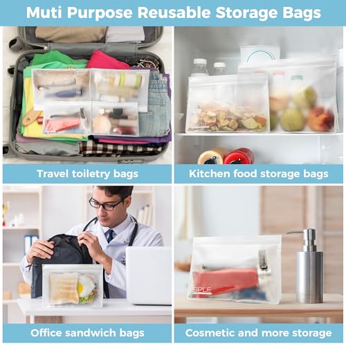 4 Pack Leakproof Clear Toiletry bags (2 Large 2 Medium / White)