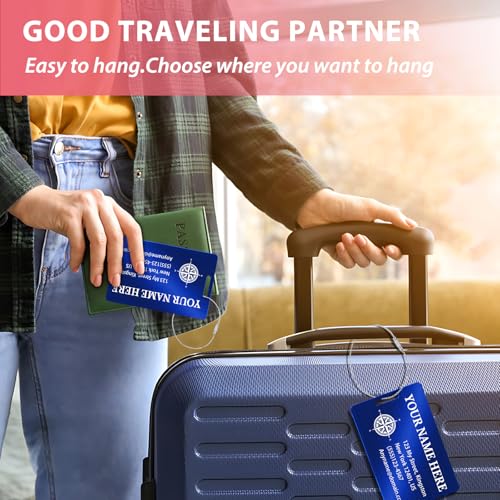 Personalized Metal Luggage Tags (Vertical Blue)