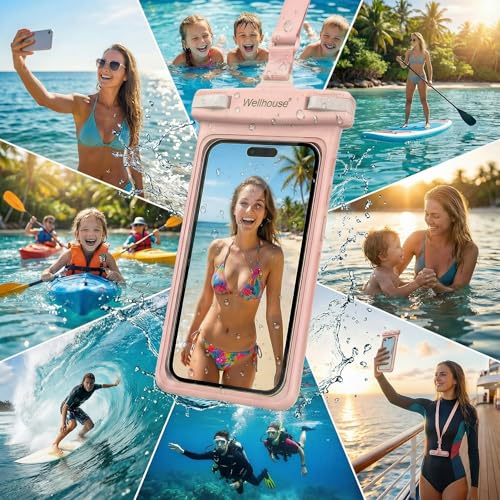 3D Waterproof Phone Pouch with Lanyard (1 Pack - Pink7.0")