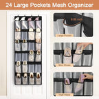 2 Pack Large Over The Door Shoe Organizer (2 Pack 24-Pockets Black)