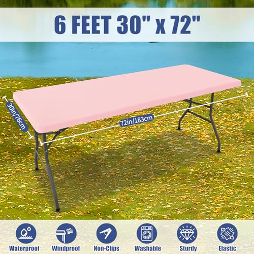2 Pack Rectangle Spandex Fitted Table Cloth (Pink / 72" x 30" (Rectangular))