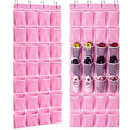 28 Pocket Over The Door Shoe Organizer (Pink-2 Pack of 28)