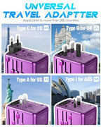 Universal Travel Adapter (3 USB Type C + 2 USB Type A - Purple)