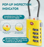 TSA Approved Luggage Locks with Search Alert Indicator (Yellow)