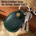Genuine Leather AirTag Holder Compatible with Apple AirTag 2nd Gen & 1st Gen (Green)