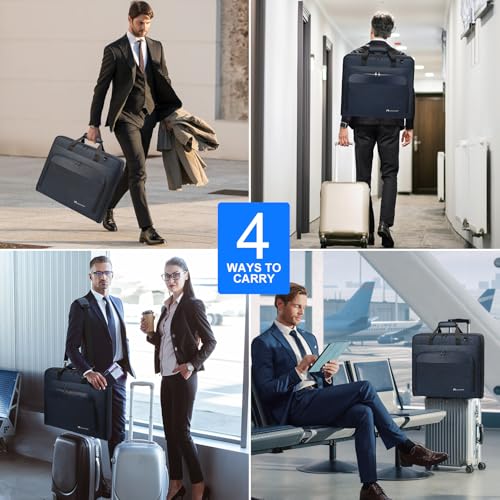Carry On Garment Bag for Hanging Suits with Shoulder Strap (Blue)