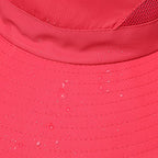 Womens Summer Sun Hat Beach Hat Wide Brim Outdoor UV Protection Hat Foldable Cool Mesh Ponytail Bucket Hat (6-7 / Watermelon Red))