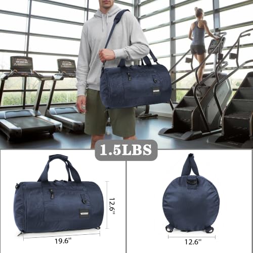 Gym Bags for Men & Expandable Canvas Duffle Bag (Blue 02 / Large-50L Duffle Bag)