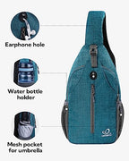 Crossbody Sling Backpack Sling Bag Travel Hiking Daypack (Peacock Blue(other Style) / Small)