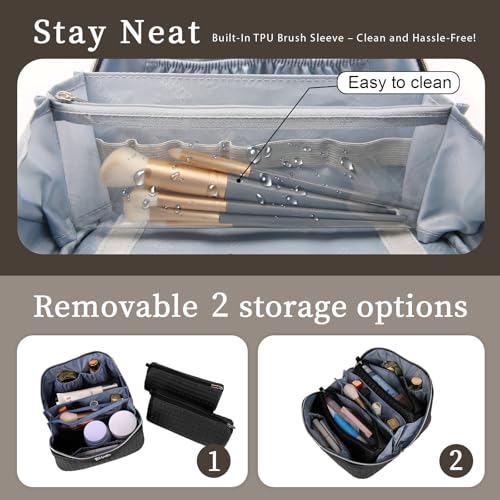 Travel Makeup Bag Cosmetic Bags for Women (L15 Black)