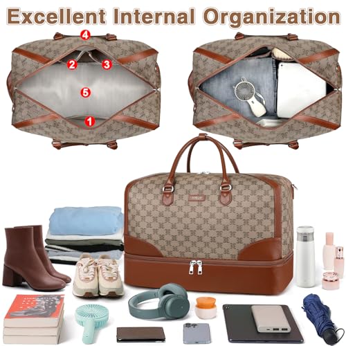 Weekender Bag for Women Travel Duffel Bag (Large / 9B-Light Brown)