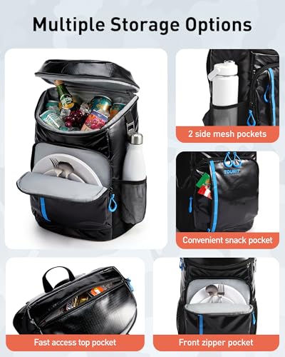 Cooler Backpack Insulated 30 Cans (Gloss Black / Circular zipper)