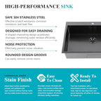 28x18 inch Stainless Steel Black Drop In Kitchen Sink (Black / 28x18)