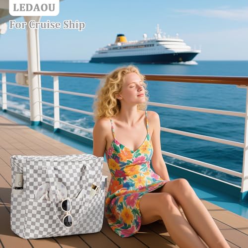Beach Bag Waterproof Sandproof Women Beach Tote Bag Pool Bag with Zipper for Gym Grocery Travel with Wet Pocket (Light Gray)