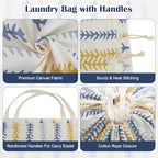 Thick Canvas Laundry Bag with Handles & Drawstring (Fishbone,1pc XL / XL 33"W x 35"H┃1 Pack)