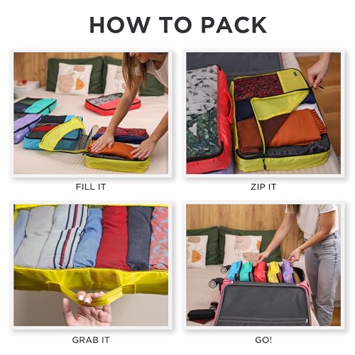Large Packing Cubes for Travel 10pc Set (10pc Multicolor / Large)