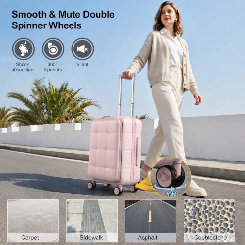 20 Inch Expandable Carry On Luggage Airline Approved (20 inch / Pink)