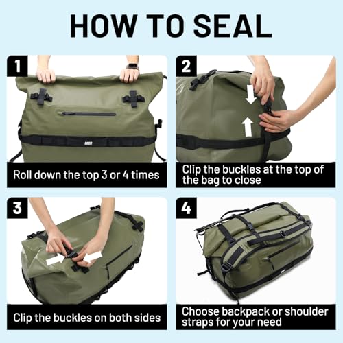 Large Waterproof Duffel Bag (Army Green / 60L)
