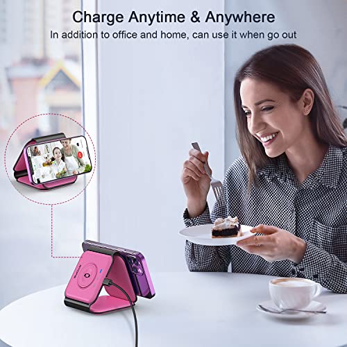 3 in 1 Wireless Charging Station for Apple (rose red)