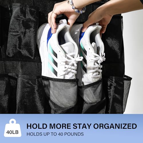 35 Pocket Over Door Shoe Organizer with 4 Metal Hooks（White） (white / 66.9" x 27")