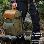 Green Professional Camera Backpack (Green / Crazy Horse Art Cowhide Flap)