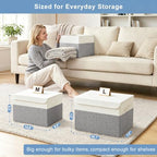 Large 17" 42 Quarts Collapsible Stackable Storage Bins with Lids [3 (Gray & White / Large - 3 Pack)