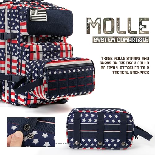 Tactical Toiletry Bag For Men Hygiene Bag EDC Military Tool Molle Pouches Small Dopp Kit Mens Shaving Kit Travel shower Bags Star (1 US Star-Spangled)