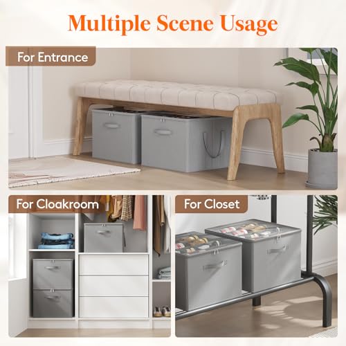 Shoe Storage Organizer for Closet (Light Gray)