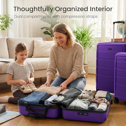 G Series Luggage set 4pcs (Purple / 4-Piece Set (16/20/24/28in))