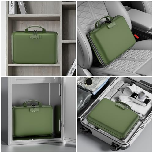 Fireproof File Organizer with Lock (15.5" x 11.5" x 3"(colorful) / Green)