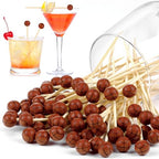 100 Pieces Basketball Decorative Sports Ball End Cocktail Skewers 4.7 Inch Bamboo Cocktail Picks Wooden Decorative Fruit Toothpicks for Appetizers Bar Drink Fruit Sandwich Buffet Party Supplies (Basketball)
