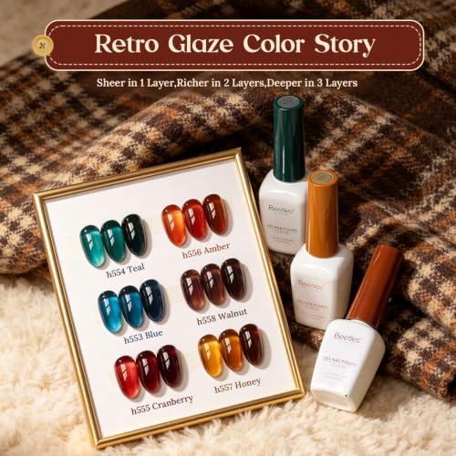 Beetles Jelly Gel Nail Polish Set (A - Brown Red Orange | Retro Glaze)