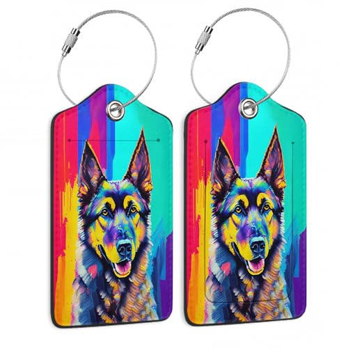 2 Pack Luggage Tag for Suitcase (Art German Shepherd Dog)