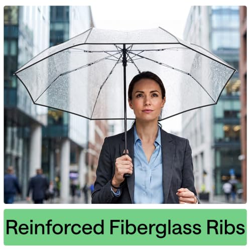 Compact Travel Size Umbrella for Rain (Clear)