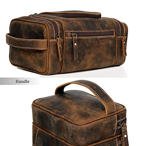 Leather Toiletry Bag for Men (BROWN / Men's Toiletry Bag)