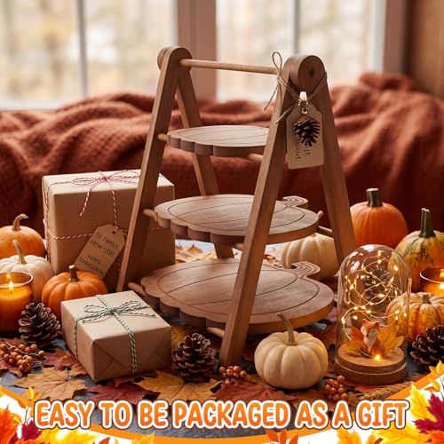 3 Tier Pumpkin Serving Trays Wooden Shaped Pumpkin Platters 12'' 10'' 8'' Charcuterie Plate Board Reusable Party Serving Plate for Halloween Fall Party Decoration (Pumpkin)